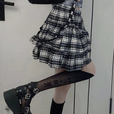 topbx Y2k Girl Elastic Waist Black White Striped Goth Street Skirts Gothic Punk Lady Sexy Mini Skirt Korean Japanese Sweet Hot Clothes