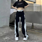 topbx Oversize Ins Black Jeans Women Summer Y2k High Waist Vintage Straight Wide Leg All Match Baggy Casual Pants