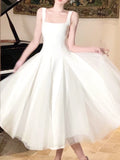 topbx Summer Elegant Y2k White Mini Women Fairy Evening Party Strap Retro Sleeveless Mesh Dress Korean Vestido Sundress