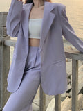 topbx Christmas Gifts Spring Summer Women Blazer Pantsuit Long Sleeve Jacket Pants Two Piece Set Female Fashion Business Casual Purple Trousers Suit