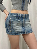 topbx American retro plus size heavy industry studded denim skirt female hottie slim slim thin a-line hip short skirt tide